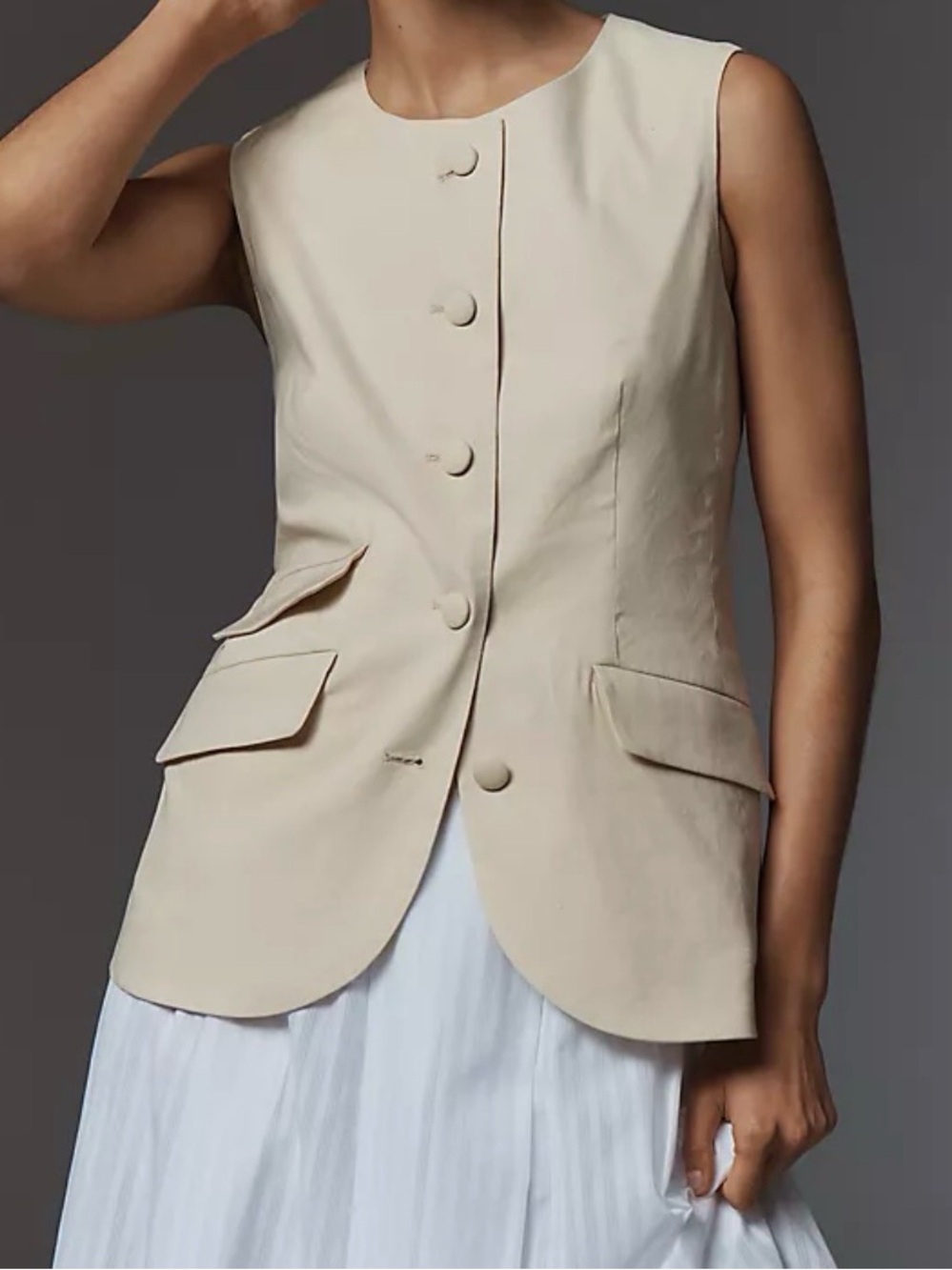 Rag & Bone Slade Linen-Blend Vest in light tan Sz 2 & 4